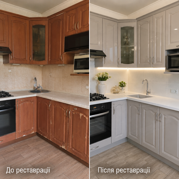 Реставрація та фарбування кухонних фрезерованих фасадів (МДФ, плівка) &mdash; Матове покриття rest-003 фото
