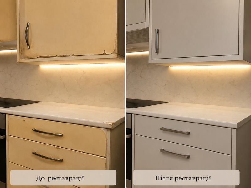 Реставрація та перефарбування кухонних фасадів (МДФ, прямі) &mdash; Глянцеве покриття rest-006 фото