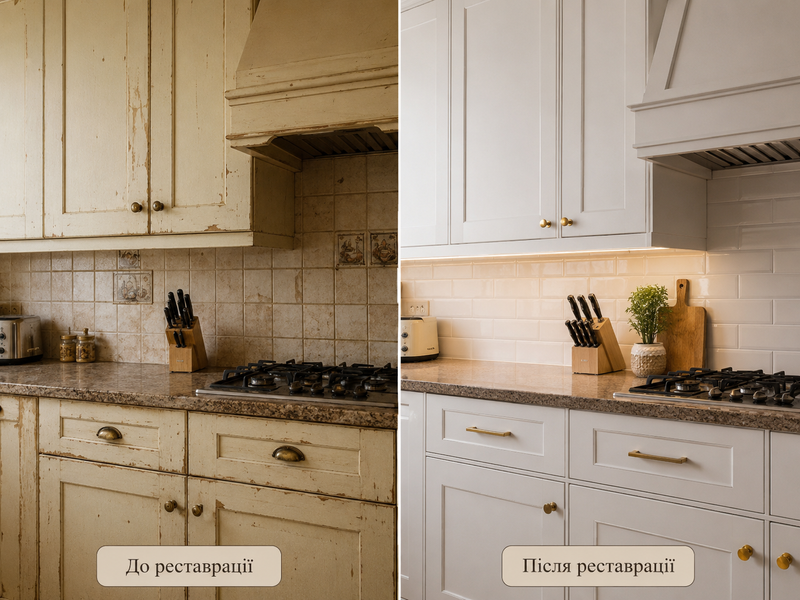 Реставрація та перефарбування кухонних фасадів (фрезеровані) &mdash; Матове покриття rest-007 фото