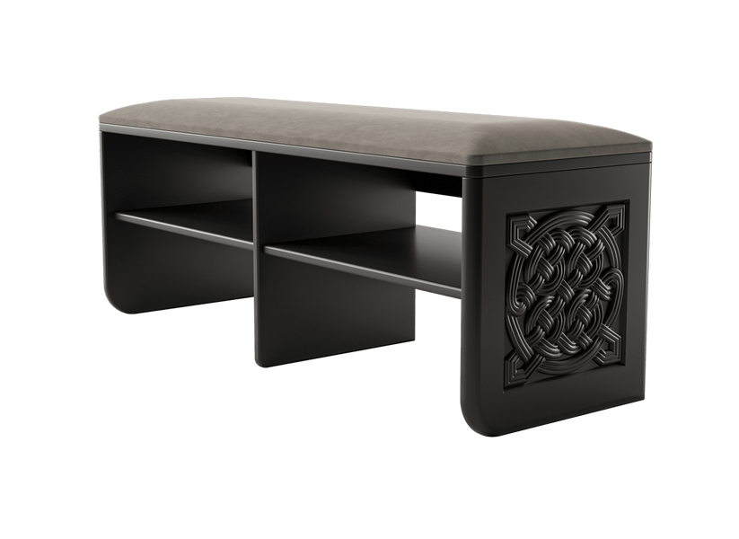 Банкетка в передпокій Roco Celtic 1180х400х470 мм, м'яка лавка (black) roco-celtic-b фото