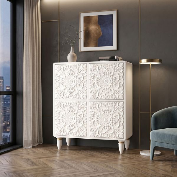 Комод у спальню Roco Flover 875х370х1027 мм, білий фарбований МДФ  roco-flover-3 фото