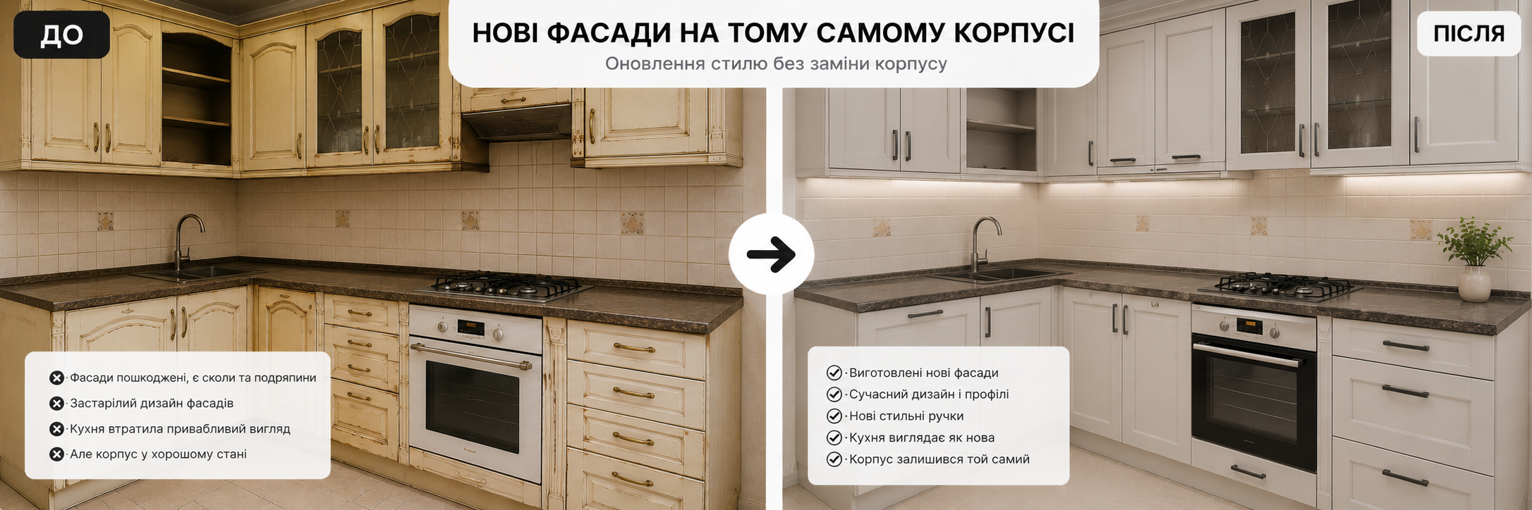 Старі фасади → нові фасади на тому самому корпусі