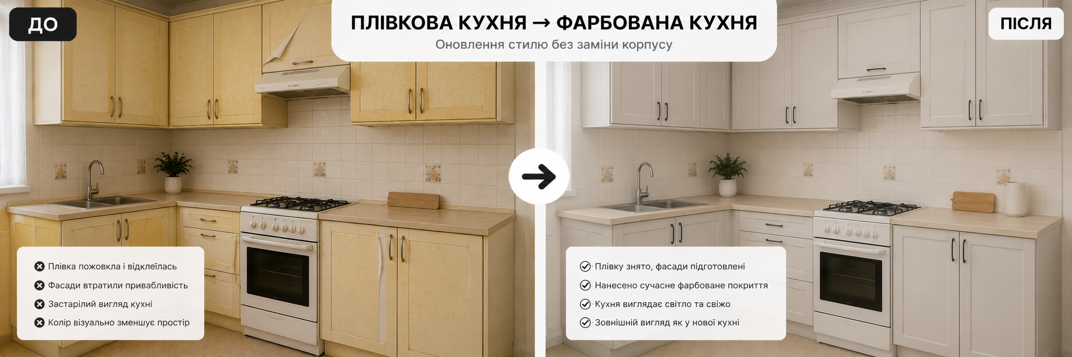 Плівкова кухня → фарбована кухня