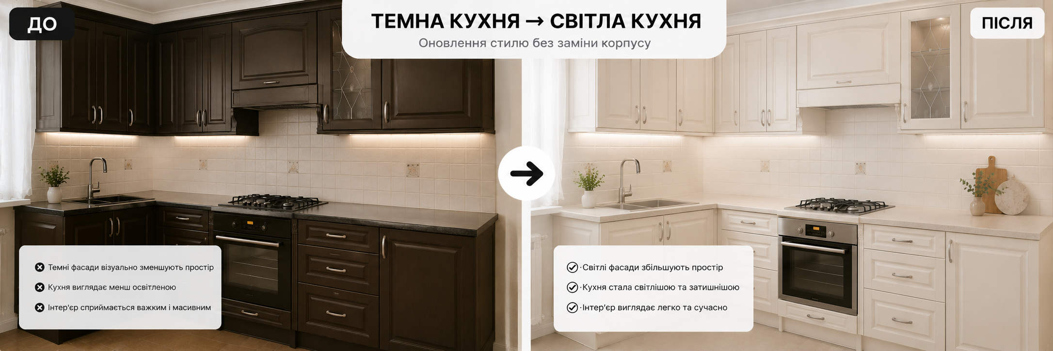 Темна кухня → світла кухня